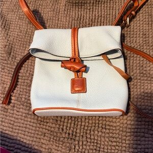 Elegant White and Tan Leather Women's Bag